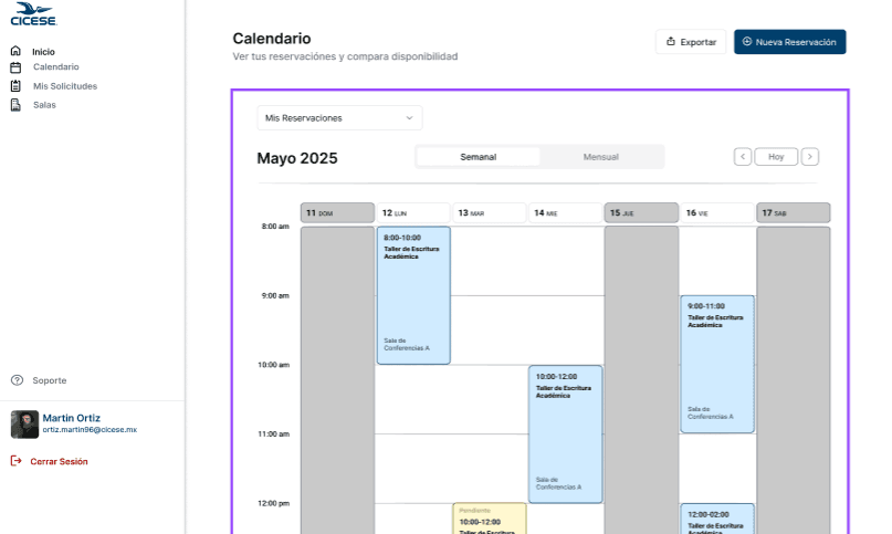 CICESE Conference System screenshot